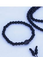 Handcrafted 6 mm Carnelian stone Japa Mala necklace and wrist mala set from Nepal, designed for meditation and spiritual practices
