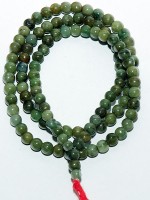 Jade mala beads in an olive green colour consisting of 108 Buddhist prayer beads
