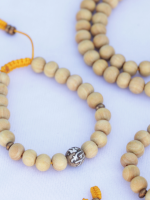 8 mm Raw Sandalwood Mala Necklace & Wrist Mala Set – Handcrafted in Nepal and sold online by Himalayan Handmades International