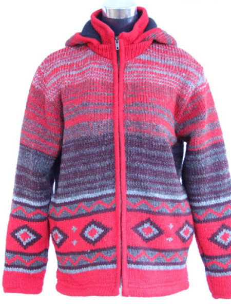 Zip Up Hooded Wool Jersey