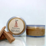 Sandalwood Himalayan Honey & Salt Body Scrub. 75 grams in a plastic jar