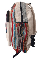 Pure hemp backpack made with a mix of woven cotton and featuring an Om sign motif