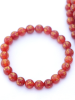 8mm Mantra Carved Carnelian Stone Mala Necklace and Bracelet Set – Handmade in Nepal.