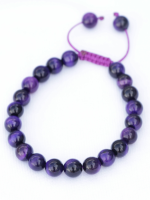 Handcrafted Purple Tiger's Eye Japa Mala necklace and wrist mala set from Nepal, featuring calming and empowering Purple Tiger's Eye beads