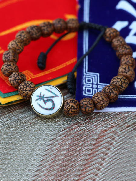 Atman Om & Rudraksha Seed Wrist Mala