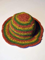 Rainbow brimmed sun hat made from cotton. So comfortable as it takes the shape of your head.