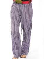 Stripe cotton cargo pants