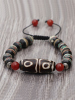 Tibetan Dzi Yak Bone Wrist Mala