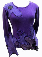 Winter hippie top with large flower and in long sleeve