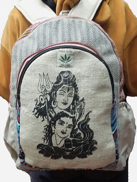 Shiva Print Hemp Backpack