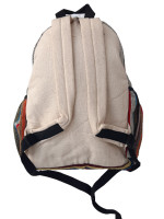 Pure hemp backpack made with a mix of woven cotton and featuring an Om sign motif
