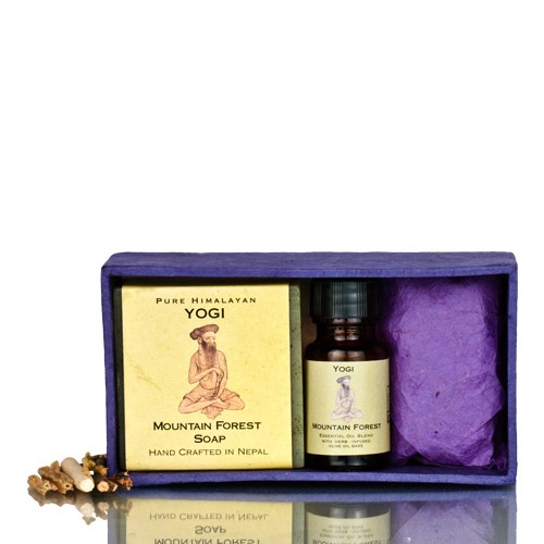Boîte-cadeau de savon et d'huile de forêt de montagne Yogi