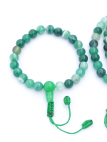 8mm Green Agate Stone Mala Necklace and Bracelet Set, Handcrafted in Nepal by Himalayan Handmades International.