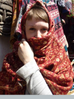 Brushed Cotton Floral Indian Shawl
