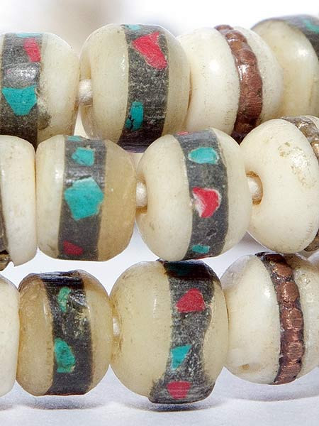 Inlaid white bone mala