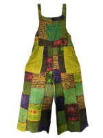 Patchwork hippie style dungaree with Himalayan print