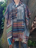 Hand woven geri cotton ethnic, Himalayan ponchos made in Nepal