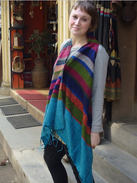 Kathmandu striped poncho