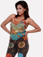 Rib cotton hippie tank top with colourful patchwork design handcrafted in Nepal, sold online at wholesale prices by Himalayan Handmades.